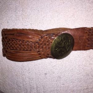Brown Braided Leather Belt
